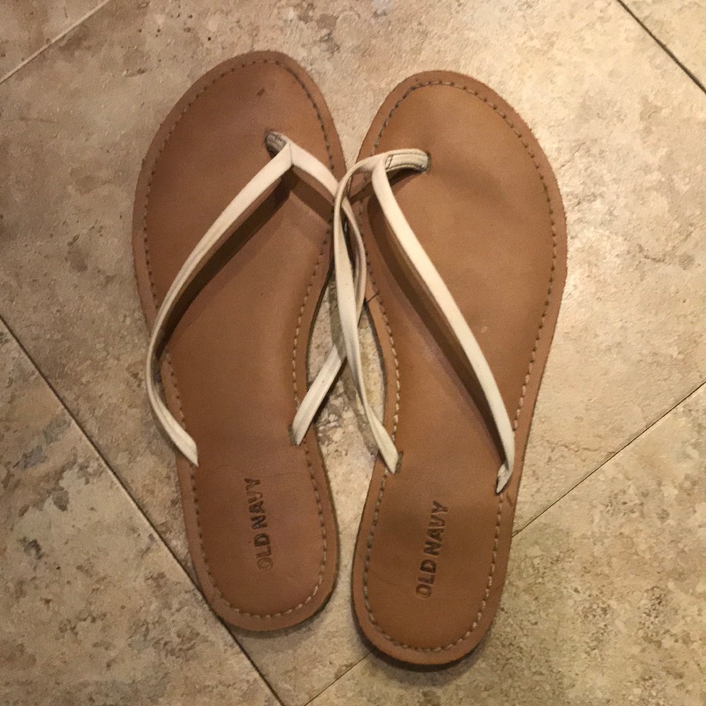 White Old Navy flip flops